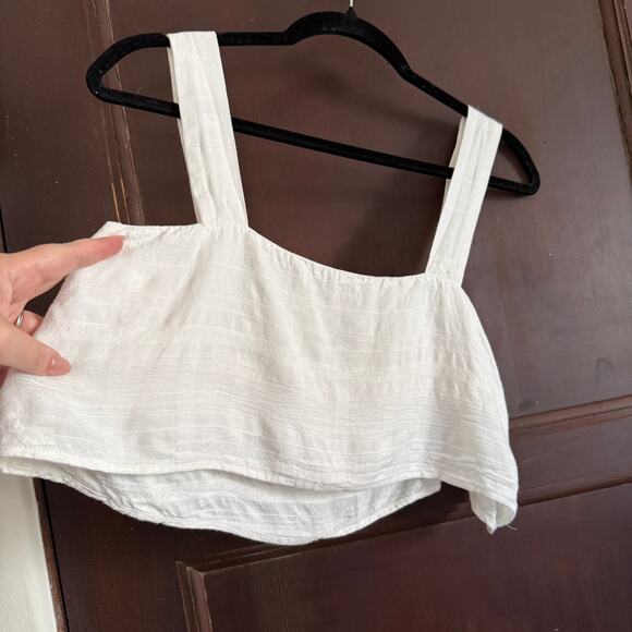 REFORMATION | White Textured Linen Bland Square Neck Crop Top | Extra Small - Picture 3 of 5